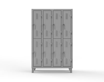 Extreme Duty 12 GA Double-Tier Locker with 8 Compartments, Louvered Doors, Coat Hooks - 50 in. W x 18in. D x 78 in. H - 46-18-2TSL-7037