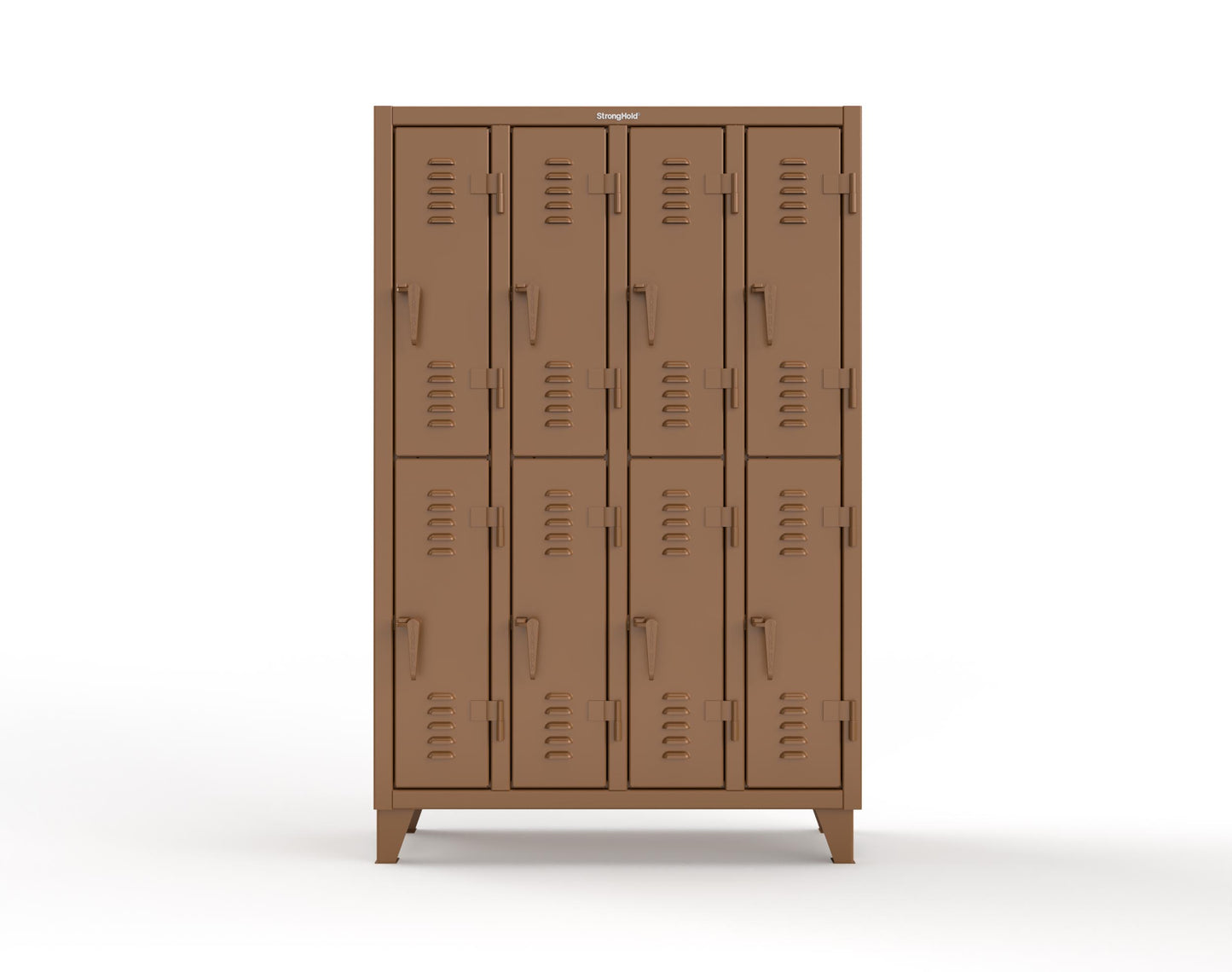 Extreme Duty 12 GA Double-Tier Locker with 8 Compartments, Louvered Doors, Coat Hooks - 50 in. W x 18in. D x 78 in. H - 46-18-2TSL-8008