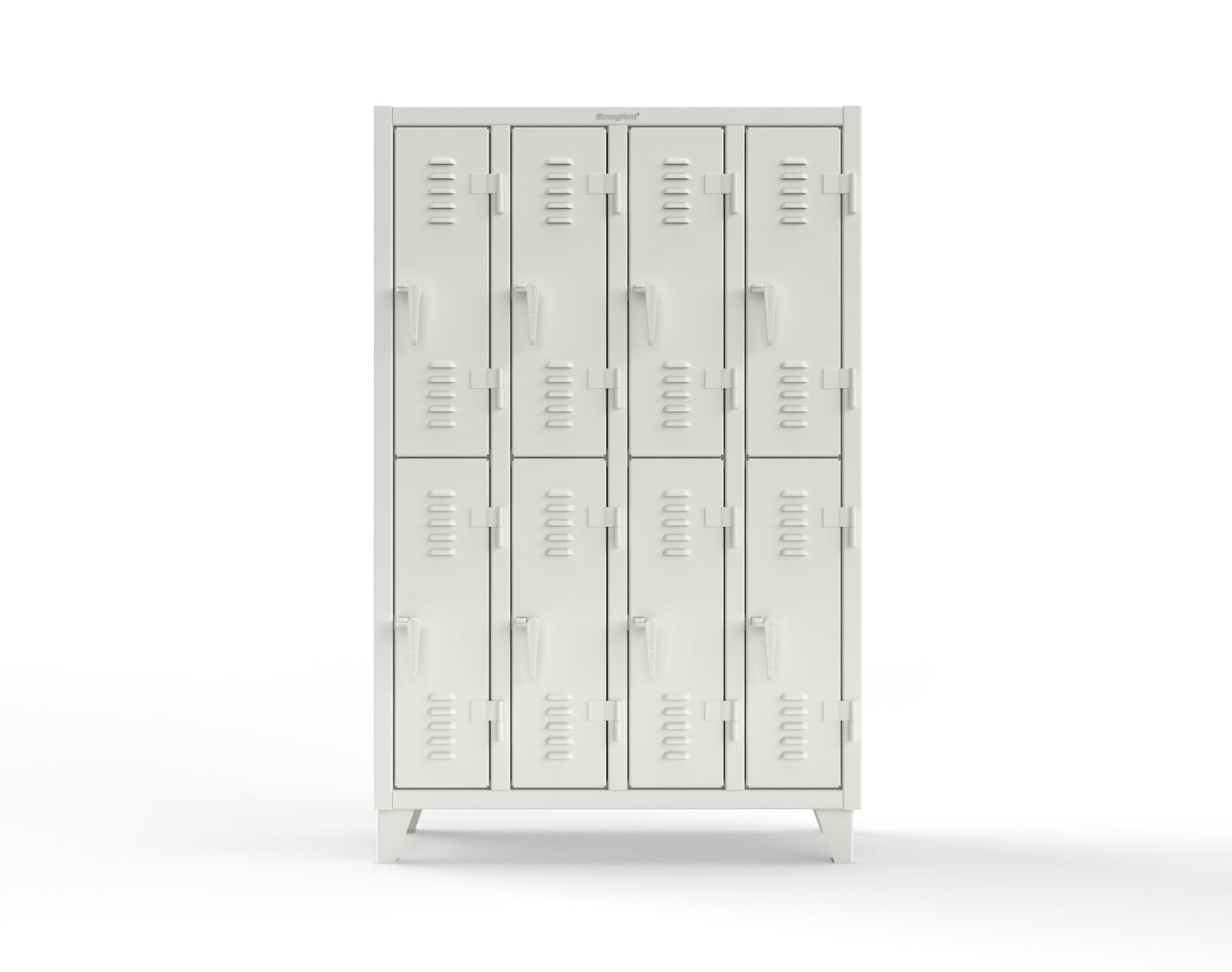 Extreme Duty 12 GA Double-Tier Locker with 8 Compartments, Louvered Doors, Coat Hooks - 50 in. W x 18in. D x 78 in. H - 46-18-2TSL-9003