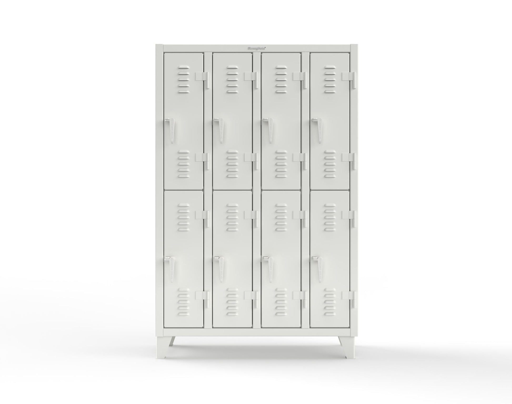 Extreme Duty 12 GA Double-Tier Locker with 8 Compartments, Louvered Doors, Coat Hooks - 50 in. W x 18in. D x 78 in. H - 46-18-2TSL-9003