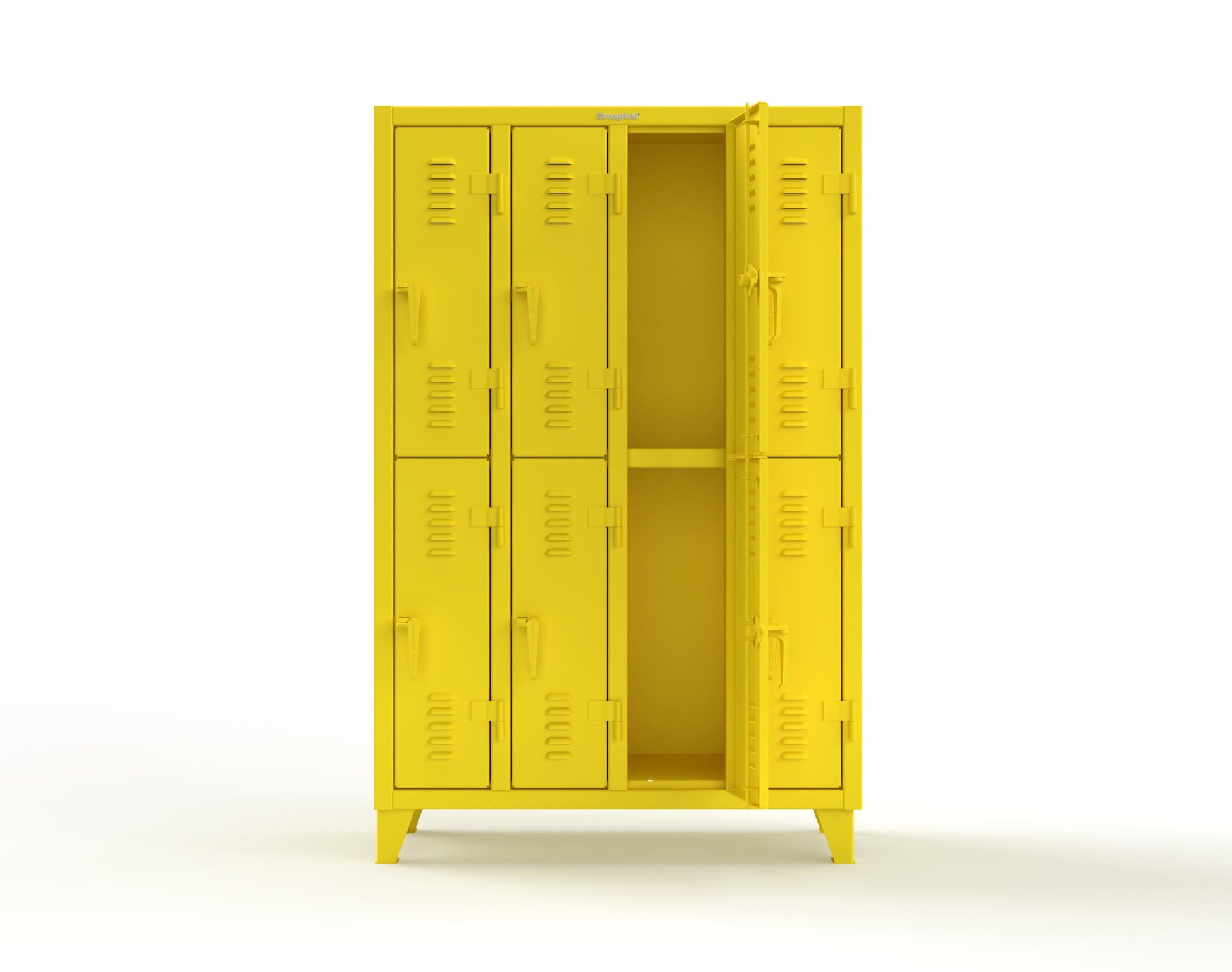 Extreme Duty 12 GA Double-Tier Locker with 8 Compartments, Louvered Doors, Coat Hooks - 50 in. W x 18in. D x 78 in. H - 46-18-2TSL-1021