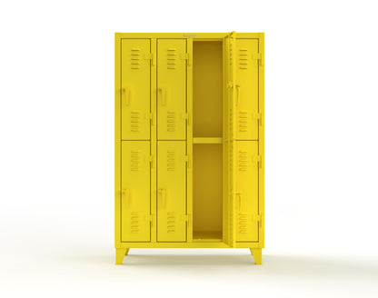 Extreme Duty 12 GA Double-Tier Locker with 8 Compartments, Louvered Doors, Coat Hooks - 50 in. W x 18in. D x 78 in. H - 46-18-2TSL-1021