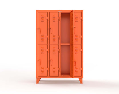 Extreme Duty 12 GA Double-Tier Locker with 8 Compartments, Louvered Doors, Coat Hooks - 50 in. W x 18in. D x 78 in. H - 46-18-2TSL-2009
