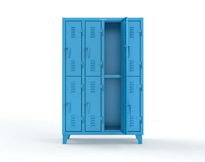 Extreme Duty 12 GA Double-Tier Locker with 8 Compartments, Louvered Doors, Coat Hooks - 50 in. W x 18in. D x 78 in. H - 46-18-2TSL-5012