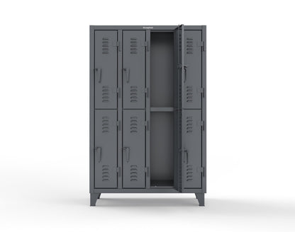 Extreme Duty 12 GA Double-Tier Locker with 8 Compartments, Louvered Doors, Coat Hooks - 50 in. W x 18in. D x 78 in. H - 46-18-2TSL-7024