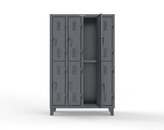 Extreme Duty 12 GA Double-Tier Locker with 8 Compartments, Louvered Doors, Coat Hooks - 50 in. W x 18in. D x 78 in. H - 46-18-2TSL-7024