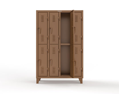 Extreme Duty 12 GA Double-Tier Locker with 8 Compartments, Louvered Doors, Coat Hooks - 50 in. W x 18in. D x 78 in. H - 46-18-2TSL-8008