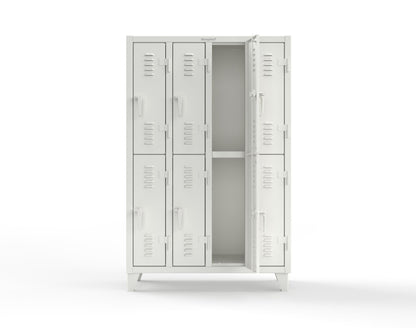 Extreme Duty 12 GA Double-Tier Locker with 8 Compartments, Louvered Doors, Coat Hooks - 50 in. W x 18in. D x 78 in. H - 46-18-2TSL-9003