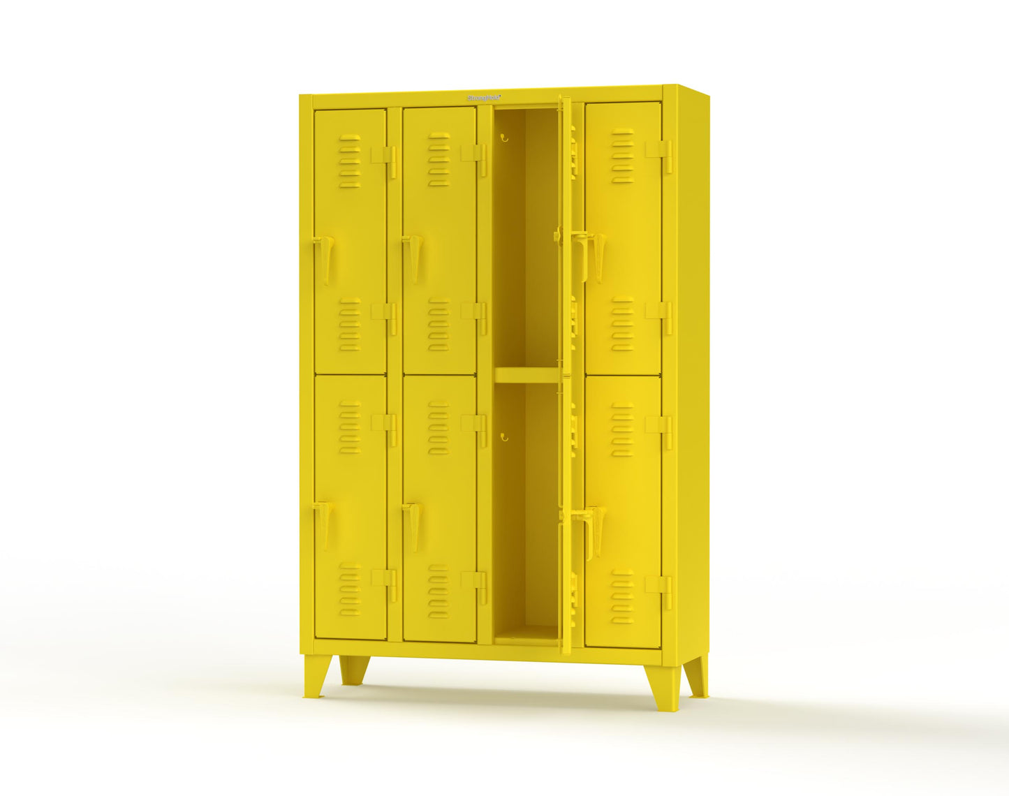 Extreme Duty 12 GA Double-Tier Locker with 8 Compartments, Louvered Doors, Coat Hooks - 50 in. W x 18in. D x 78 in. H - 46-18-2TSL-1021