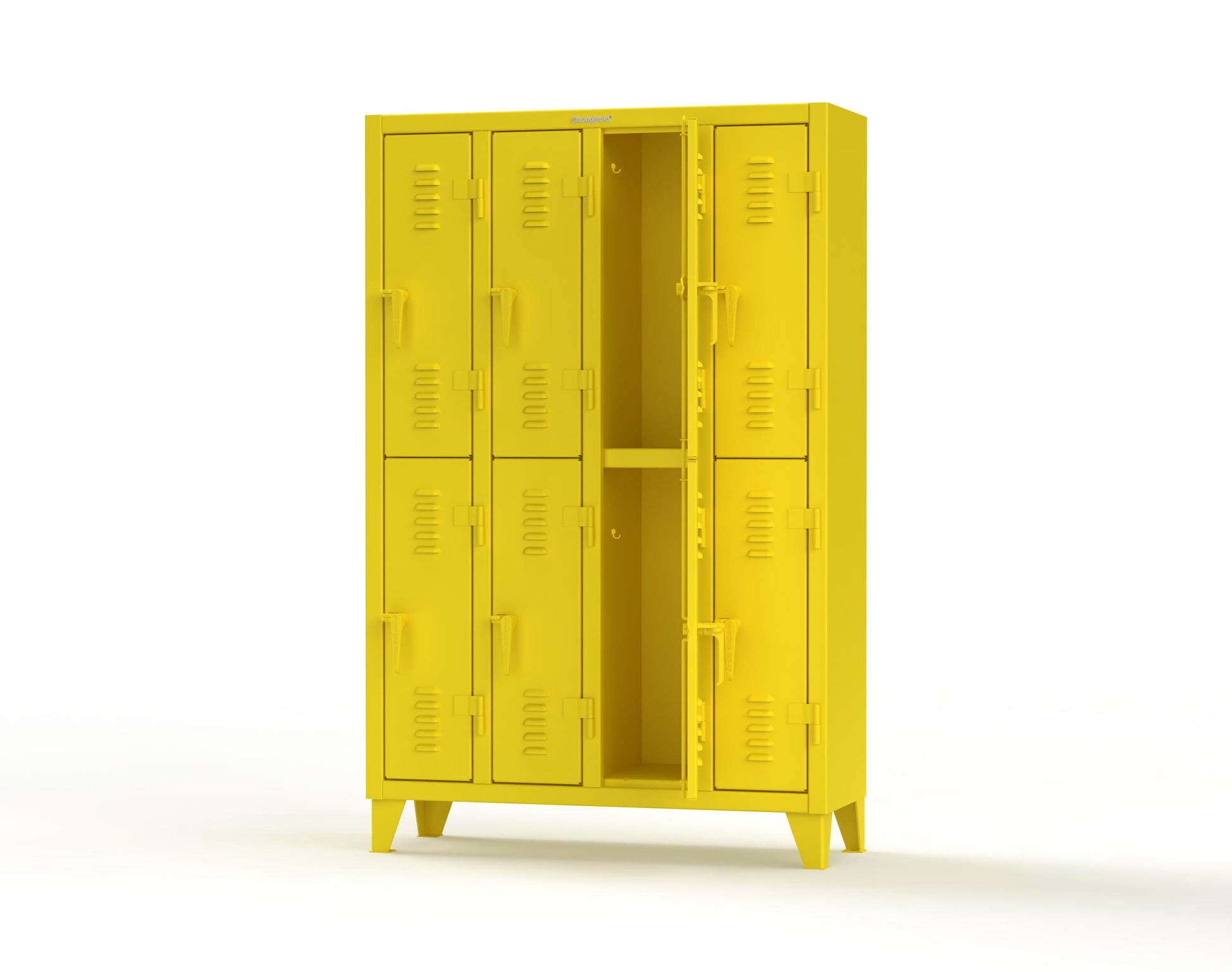 Extreme Duty 12 GA Double-Tier Locker with 8 Compartments, Louvered Doors, Coat Hooks - 50 in. W x 18in. D x 78 in. H - 46-18-2TSL-1021