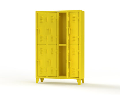 Extreme Duty 12 GA Double-Tier Locker with 8 Compartments, Louvered Doors, Coat Hooks - 50 in. W x 18in. D x 78 in. H - 46-18-2TSL-1021