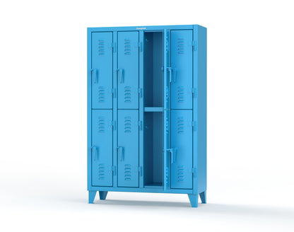 Extreme Duty 12 GA Double-Tier Locker with 8 Compartments, Louvered Doors, Coat Hooks - 50 in. W x 18in. D x 78 in. H - 46-18-2TSL-5012