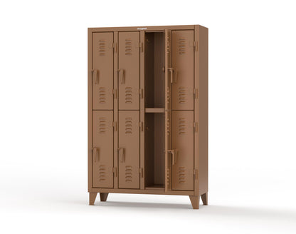 Extreme Duty 12 GA Double-Tier Locker with 8 Compartments, Louvered Doors, Coat Hooks - 50 in. W x 18in. D x 78 in. H - 46-18-2TSL-8008