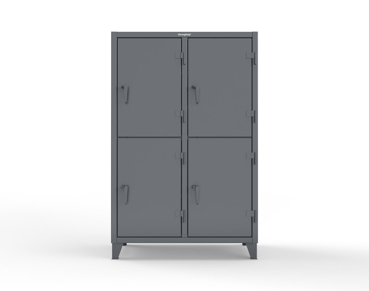 Extreme Duty 12 GA Double-Tier Locker with 4 Compartments, 6 Shelves, 8 Drawers - 50 in. W x 24in. D x 78 in. H - 46-24-2TPL-8DB-7024