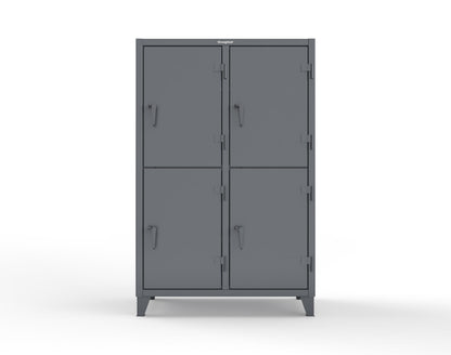 Extreme Duty 12 GA Double-Tier Locker with 4 Compartments, 6 Shelves, 8 Drawers - 50 in. W x 24in. D x 78 in. H - 46-24-2TPL-8DB-7024