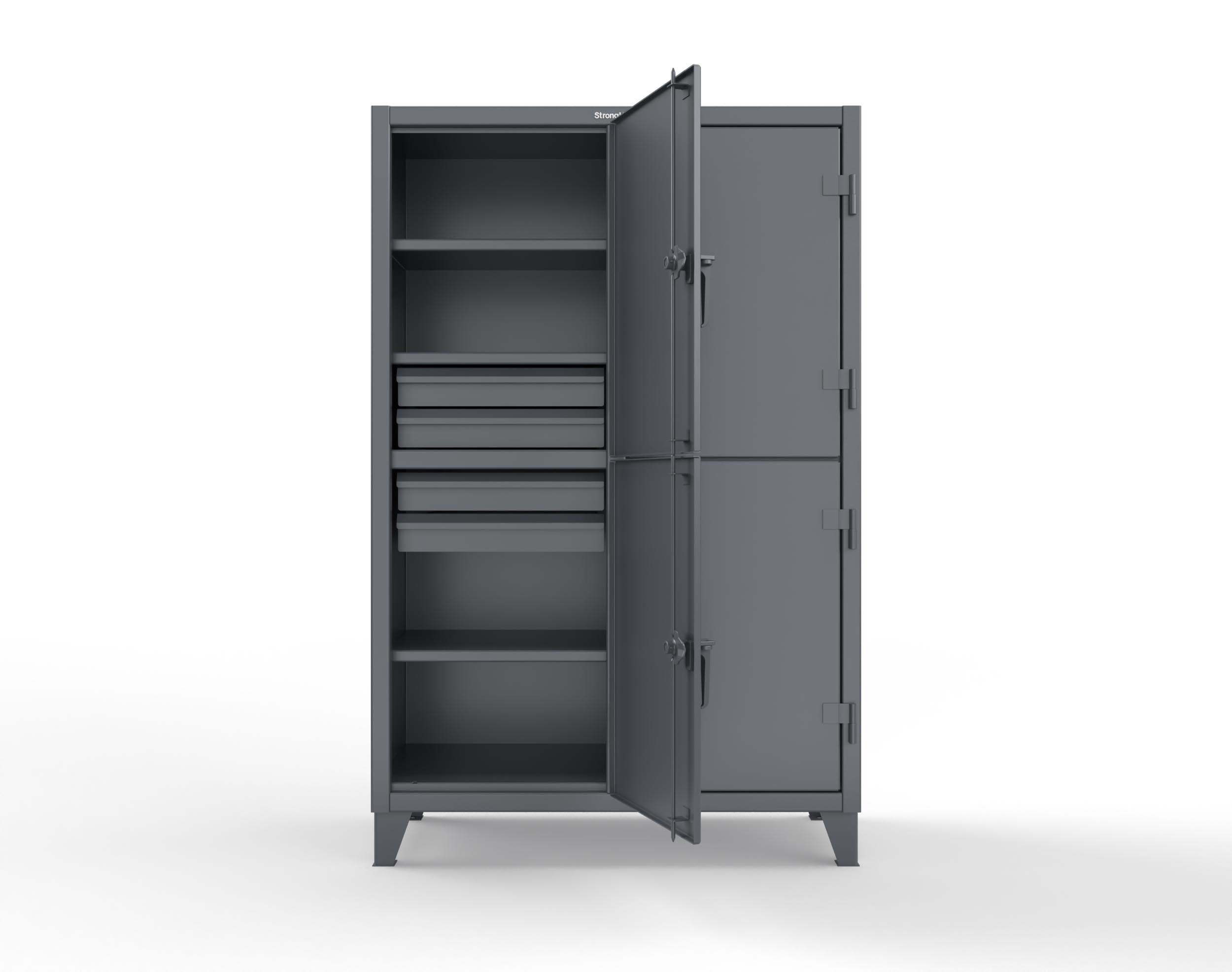 12-GA Double-Tier Locker: 4 Compartments, 6 Shelves, 8 Drawers