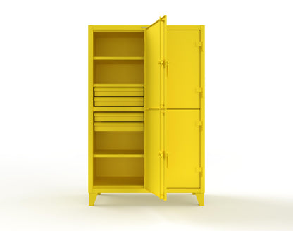 Extreme Duty 12 GA Double-Tier Locker with 4 Compartments, 6 Shelves, 8 Drawers - 50 in. W x 24in. D x 78 in. H - 46-24-2TPL-8DB-1021