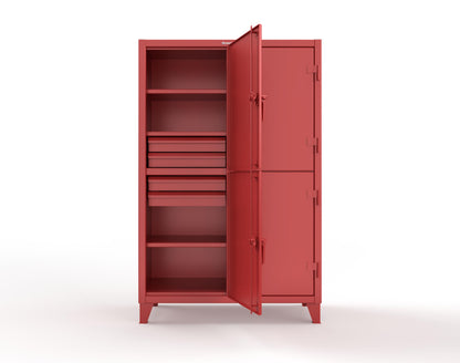 Extreme Duty 12 GA Double-Tier Locker with 4 Compartments, 6 Shelves, 8 Drawers - 50 in. W x 24in. D x 78 in. H - 46-24-2TPL-8DB-3001