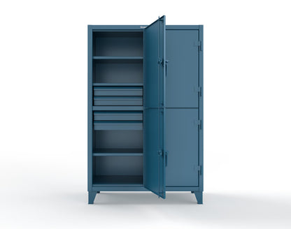 Extreme Duty 12 GA Double-Tier Locker with 4 Compartments, 6 Shelves, 8 Drawers - 50 in. W x 24in. D x 78 in. H - 46-24-2TPL-8DB-5001