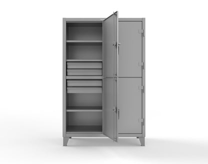 Extreme Duty 12 GA Double-Tier Locker with 4 Compartments, 6 Shelves, 8 Drawers - 50 in. W x 24in. D x 78 in. H - 46-24-2TPL-8DB-7037