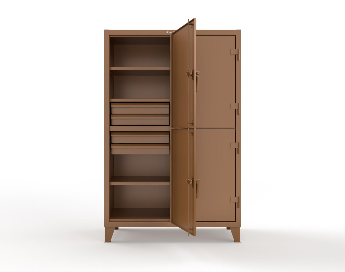 Extreme Duty 12 GA Double-Tier Locker with 4 Compartments, 6 Shelves, 8 Drawers - 50 in. W x 24in. D x 78 in. H - 46-24-2TPL-8DB-8008