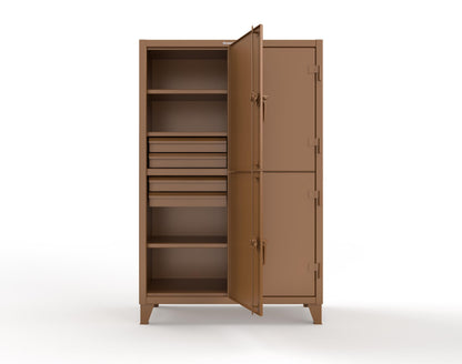 Extreme Duty 12 GA Double-Tier Locker with 4 Compartments, 6 Shelves, 8 Drawers - 50 in. W x 24in. D x 78 in. H - 46-24-2TPL-8DB-8008