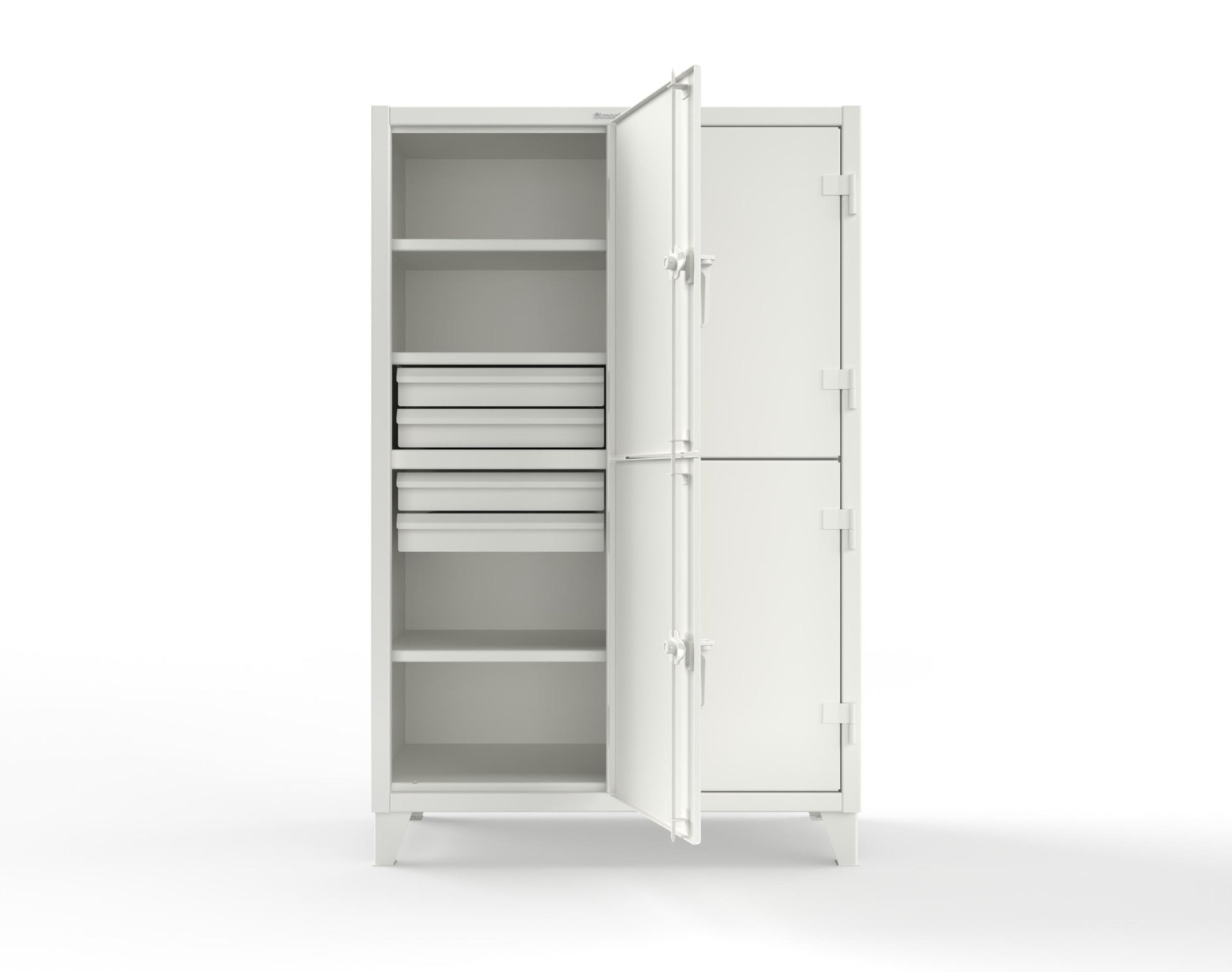 Extreme Duty 12 GA Double-Tier Locker with 4 Compartments, 6 Shelves, 8 Drawers - 50 in. W x 24in. D x 78 in. H - 46-24-2TPL-8DB-9003