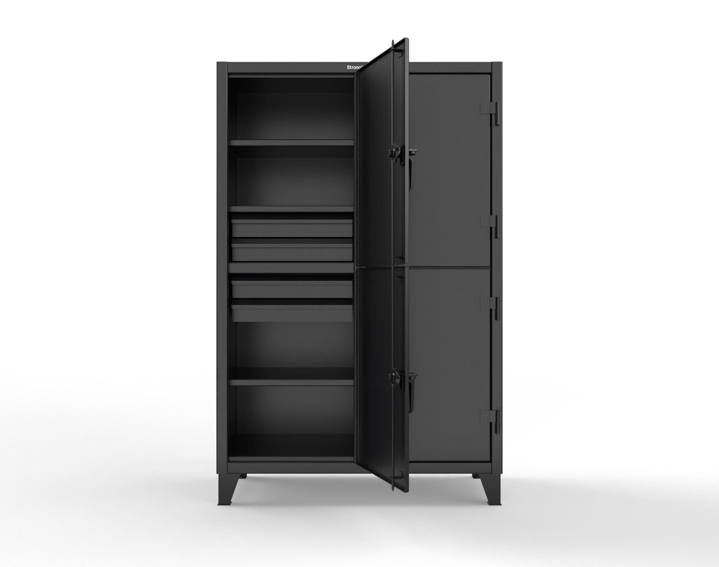 Extreme Duty 12 GA Double-Tier Locker with 4 Compartments, 6 Shelves, 8 Drawers - 50 in. W x 24in. D x 78 in. H - 46-24-2TPL-8DB-9005