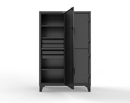 Extreme Duty 12 GA Double-Tier Locker with 4 Compartments, 6 Shelves, 8 Drawers - 50 in. W x 24in. D x 78 in. H - 46-24-2TPL-8DB-9005