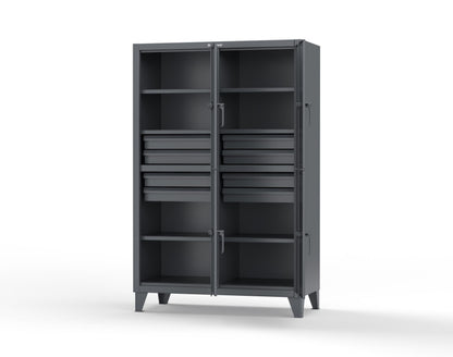 Extreme Duty 12 GA Double-Tier Locker with 4 Compartments, 6 Shelves, 8 Drawers - 50 in. W x 24in. D x 78 in. H - 46-24-2TPL-8DB-7024