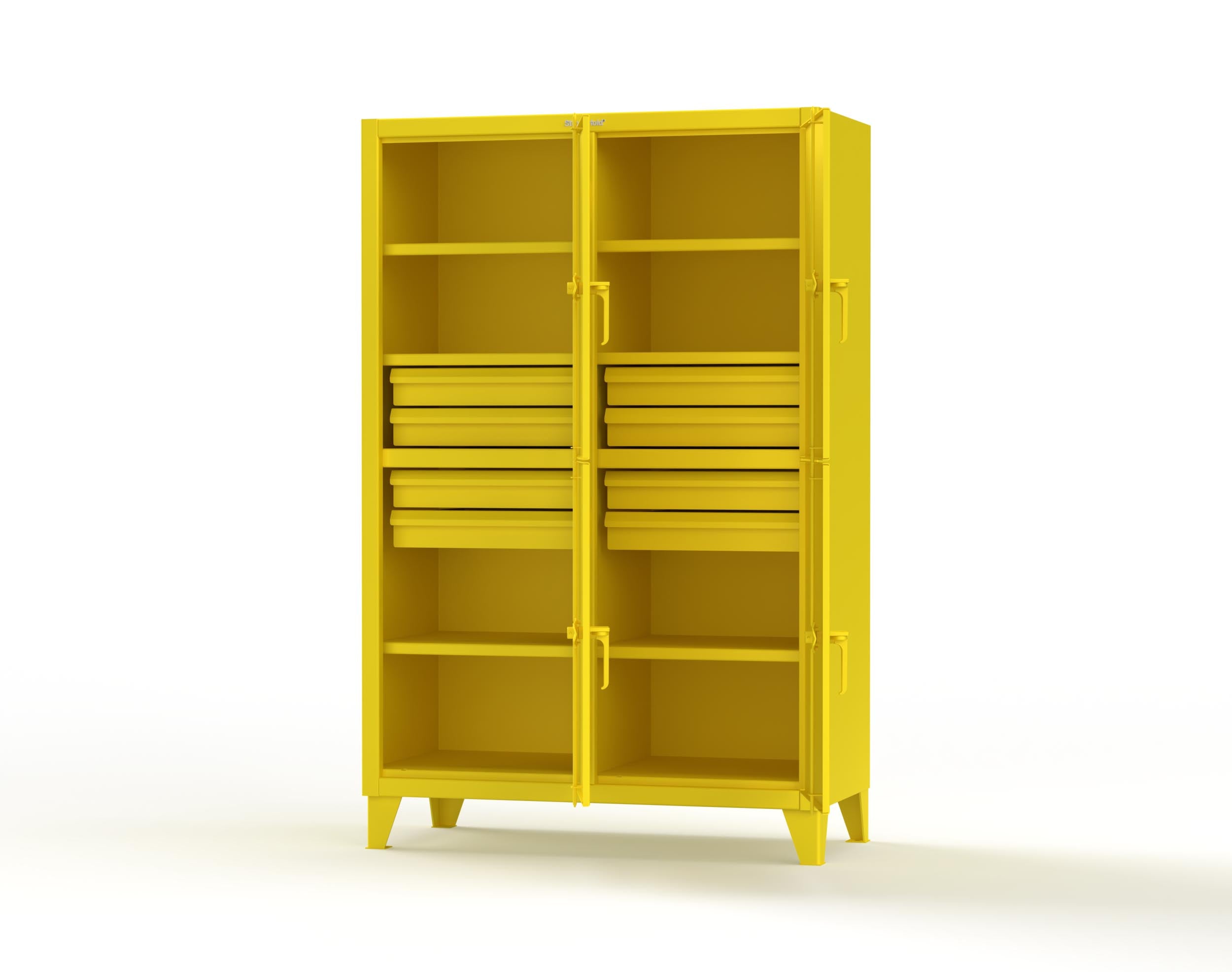 12-GA Double-Tier Locker: 4 Compartments, 6 Shelves, 8 Drawers
