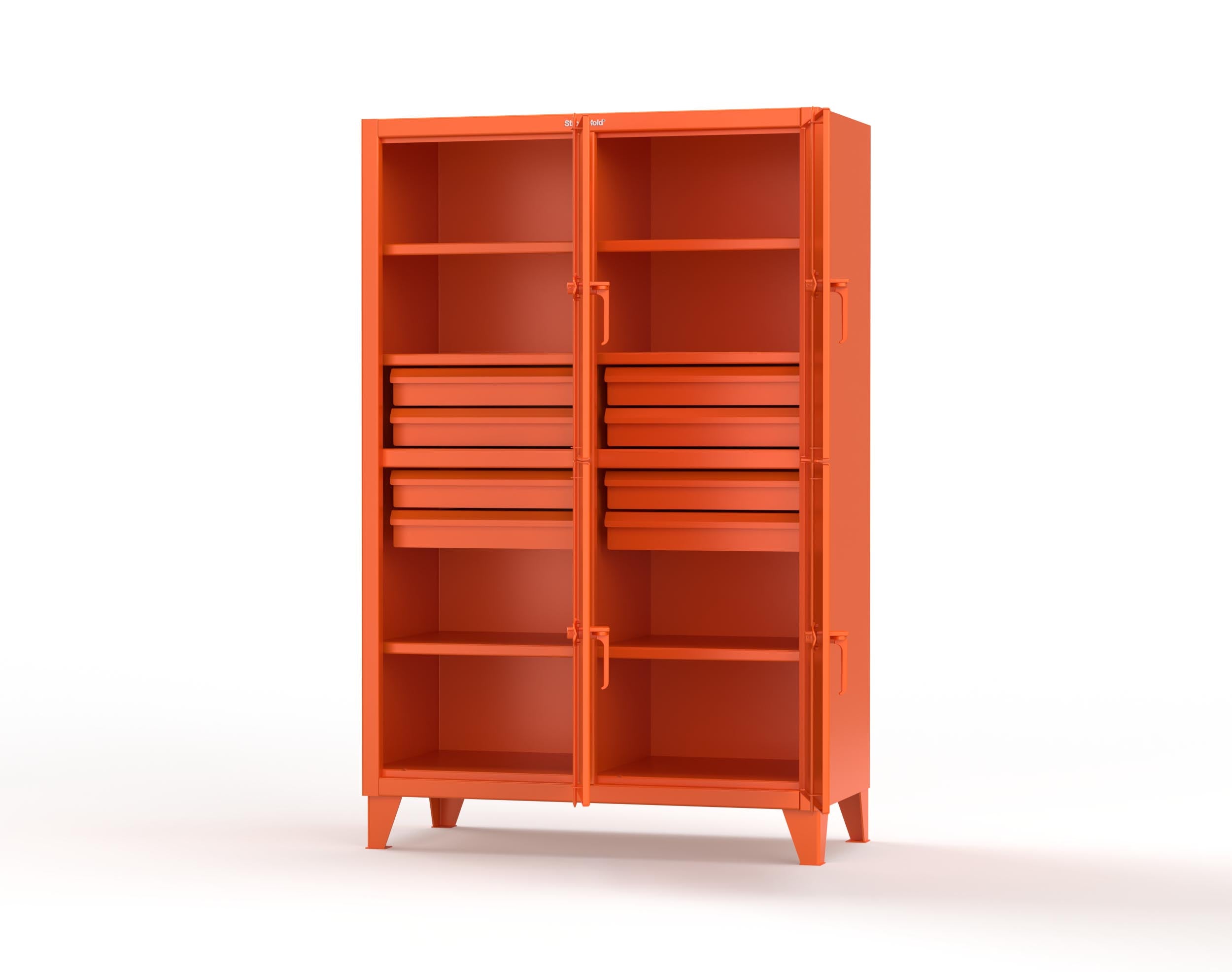 12-GA Double-Tier Locker: 4 Compartments, 6 Shelves, 8 Drawers