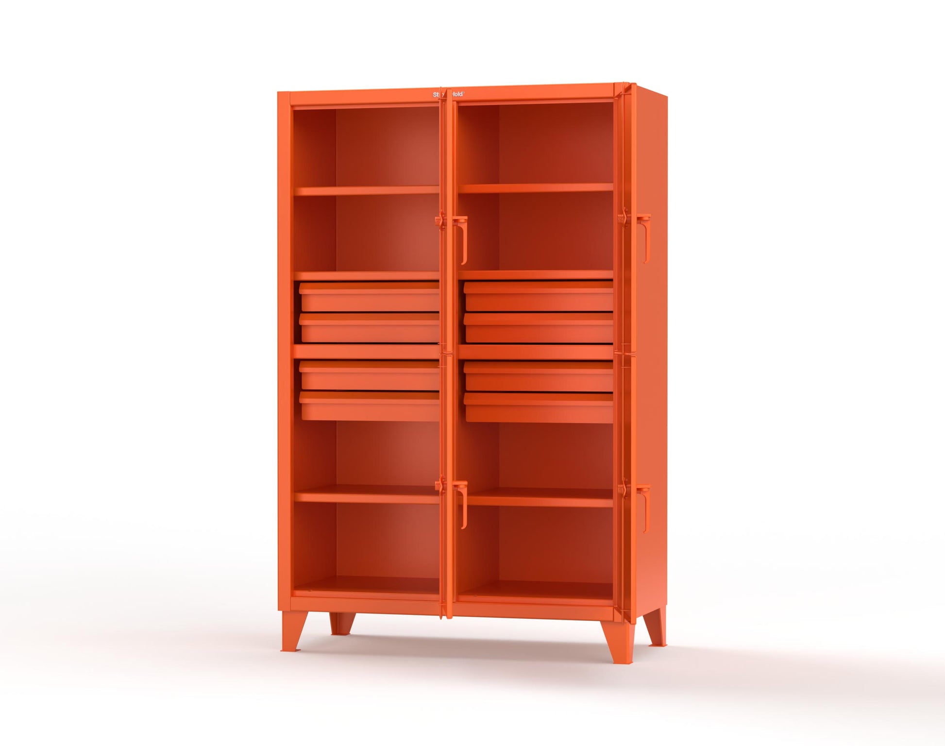 Extreme Duty 12 GA Double-Tier Locker with 4 Compartments, 6 Shelves, 8 Drawers - 50 in. W x 24in. D x 78 in. H - 46-24-2TPL-8DB-2009