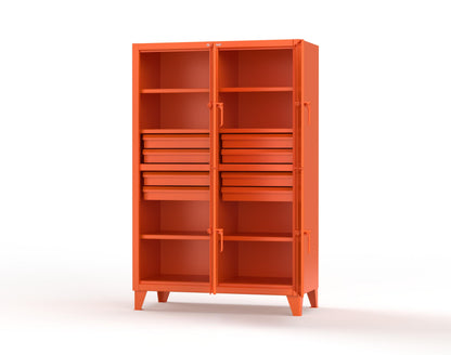 Extreme Duty 12 GA Double-Tier Locker with 4 Compartments, 6 Shelves, 8 Drawers - 50 in. W x 24in. D x 78 in. H - 46-24-2TPL-8DB-2009