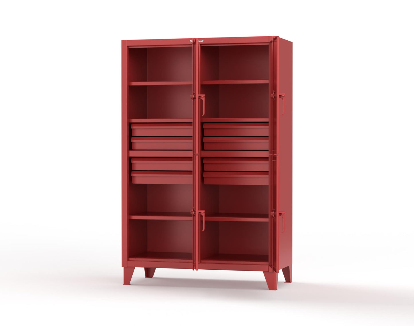 Extreme Duty 12 GA Double-Tier Locker with 4 Compartments, 6 Shelves, 8 Drawers - 50 in. W x 24in. D x 78 in. H - 46-24-2TPL-8DB-3001