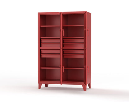 Extreme Duty 12 GA Double-Tier Locker with 4 Compartments, 6 Shelves, 8 Drawers - 50 in. W x 24in. D x 78 in. H - 46-24-2TPL-8DB-3001