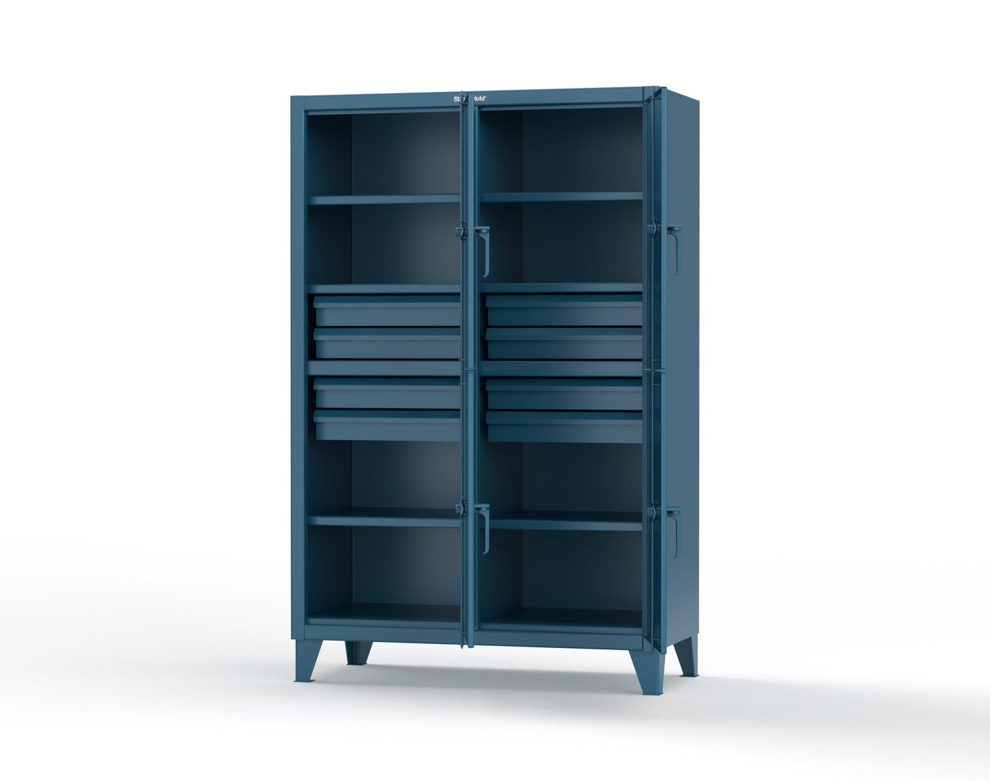 Extreme Duty 12 GA Double-Tier Locker with 4 Compartments, 6 Shelves, 8 Drawers - 50 in. W x 24in. D x 78 in. H - 46-24-2TPL-8DB-5001