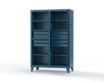 Extreme Duty 12 GA Double-Tier Locker with 4 Compartments, 6 Shelves, 8 Drawers - 50 in. W x 24in. D x 78 in. H - 46-24-2TPL-8DB-5001