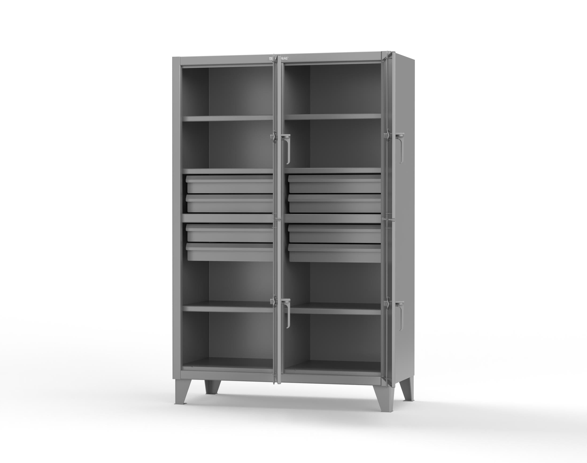 12-GA Double-Tier Locker: 4 Compartments, 6 Shelves, 8 Drawers