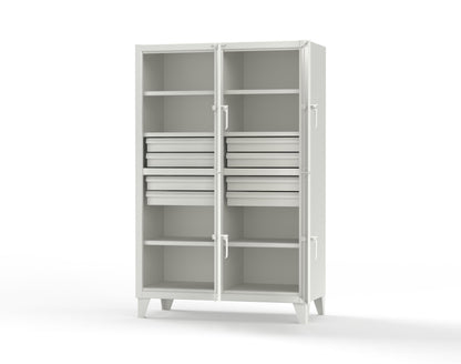 Extreme Duty 12 GA Double-Tier Locker with 4 Compartments, 6 Shelves, 8 Drawers - 50 in. W x 24in. D x 78 in. H - 46-24-2TPL-8DB-9003