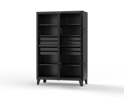 Extreme Duty 12 GA Double-Tier Locker with 4 Compartments, 6 Shelves, 8 Drawers - 50 in. W x 24in. D x 78 in. H - 46-24-2TPL-8DB-9005