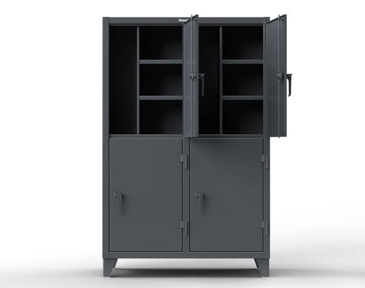 Extreme Duty 12 GA Double-Tier Locker with 4 Compartments, 8 Shelves, Coat Hooks - 50 in. W x 24in. D x 78 in. H