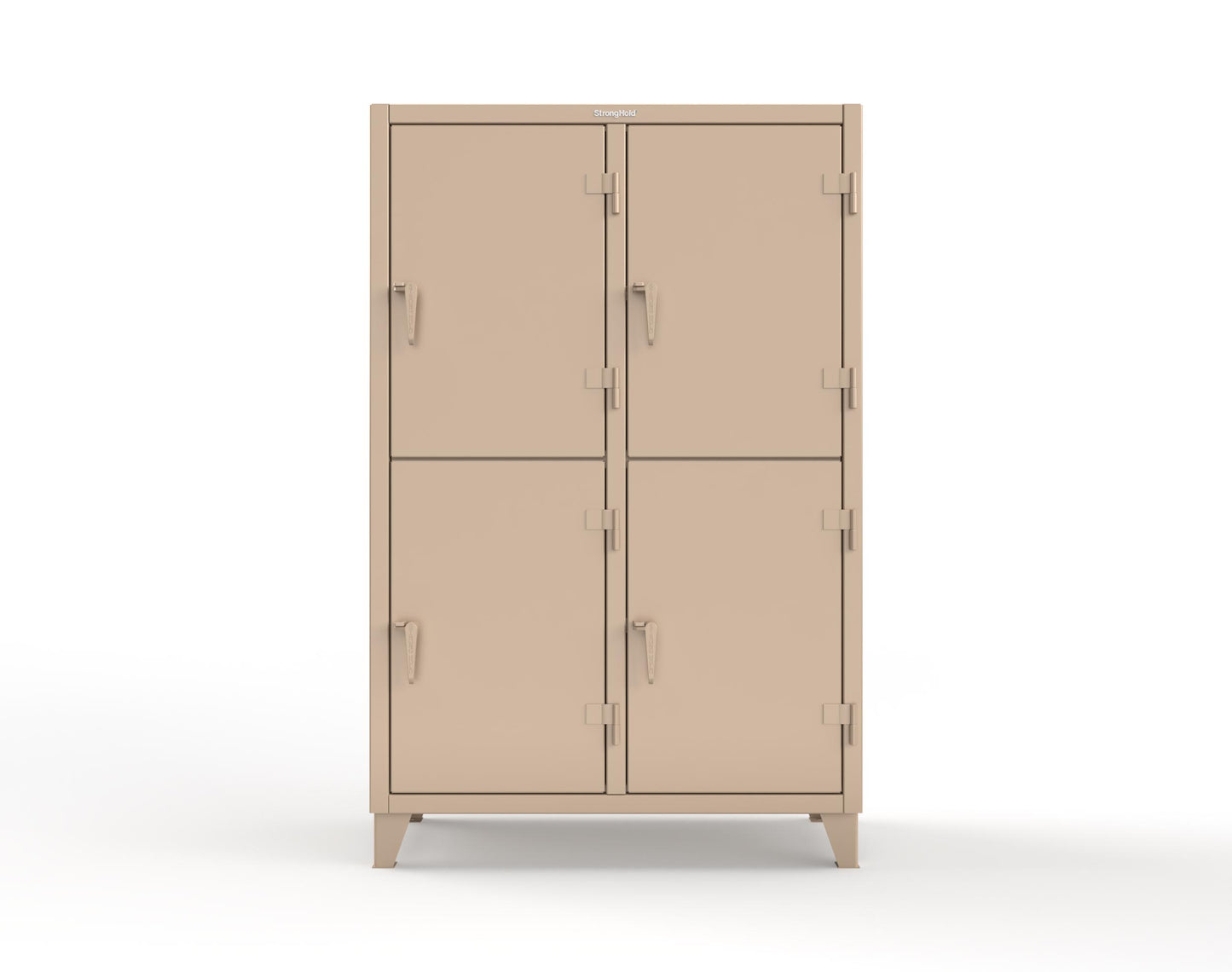 Extreme Duty 12 GA Double-Tier Locker with 4 Compartments, 8 Shelves, Coat Hooks | 50 in. W x 24in. D x 78 in. H - 46-24-2TPL-7024 - 46-24-2TPL-1019