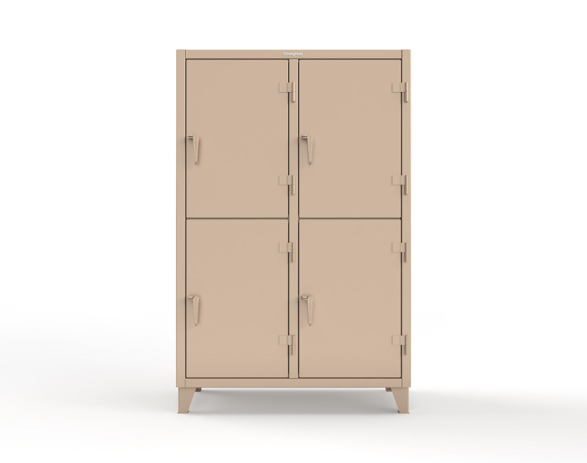 Extreme Duty 12 GA Double-Tier Locker with 4 Compartments, 8 Shelves, Coat Hooks | 50 in. W x 24in. D x 78 in. H - 46-24-2TPL-7024 - 46-24-2TPL-1019