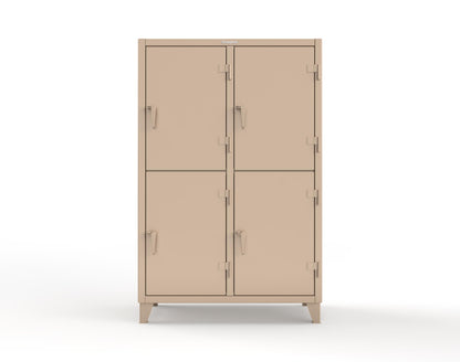 Extreme Duty 12 GA Double-Tier Locker with 4 Compartments, 8 Shelves, Coat Hooks | 50 in. W x 24in. D x 78 in. H - 46-24-2TPL-7024 - 46-24-2TPL-1019