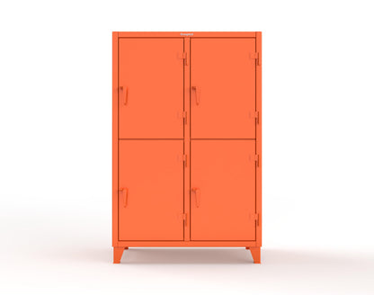 Extreme Duty 12 GA Double-Tier Locker with 4 Compartments, 8 Shelves, Coat Hooks | 50 in. W x 24in. D x 78 in. H - 46-24-2TPL-7024 - 46-24-2TPL-2009