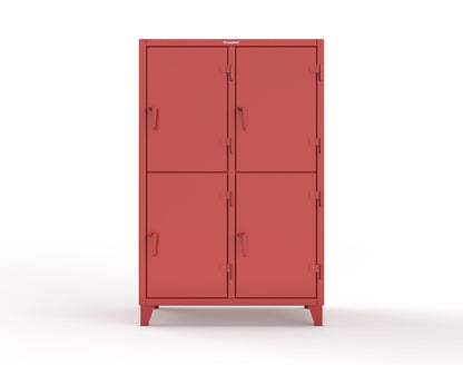 Extreme Duty 12 GA Double-Tier Locker with 4 Compartments, 8 Shelves, Coat Hooks | 50 in. W x 24in. D x 78 in. H - 46-24-2TPL-7024 - 46-24-2TPL-3001