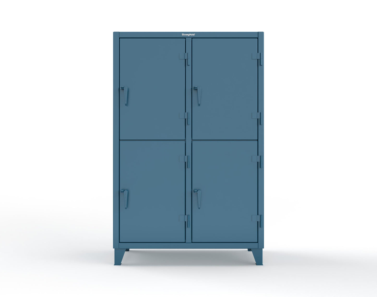 Extreme Duty 12 GA Double-Tier Locker with 4 Compartments, 8 Shelves, Coat Hooks | 50 in. W x 24in. D x 78 in. H - 46-24-2TPL-7024 - 46-24-2TPL-5001