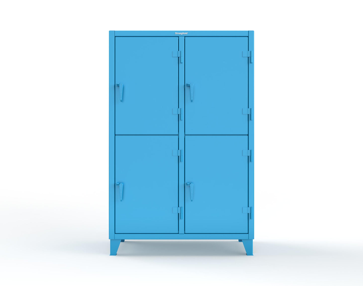 Extreme Duty 12 GA Double-Tier Locker with 4 Compartments, 8 Shelves, Coat Hooks | 50 in. W x 24in. D x 78 in. H - 46-24-2TPL-7024 - 46-24-2TPL-5012