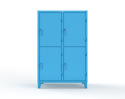 Extreme Duty 12 GA Double-Tier Locker with 4 Compartments, 8 Shelves, Coat Hooks | 50 in. W x 24in. D x 78 in. H - 46-24-2TPL-7024 - 46-24-2TPL-5012